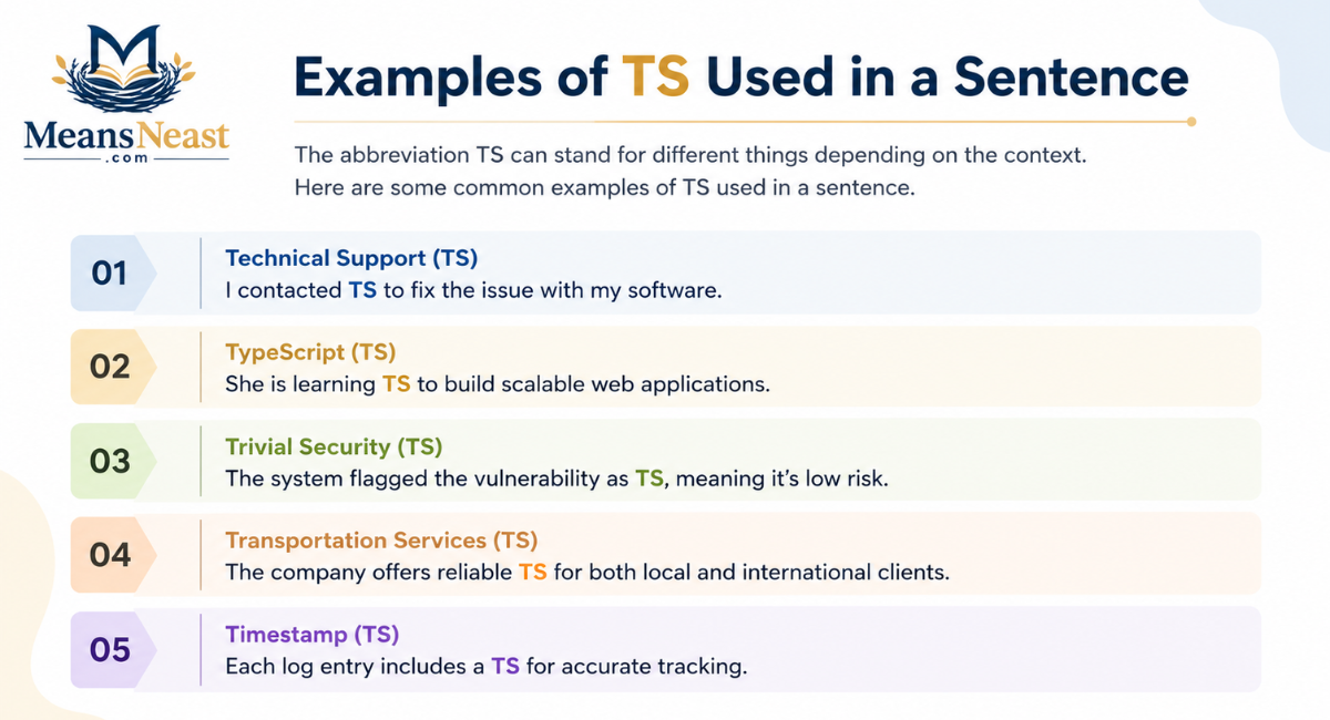 Examples of TS Used in a Sentence