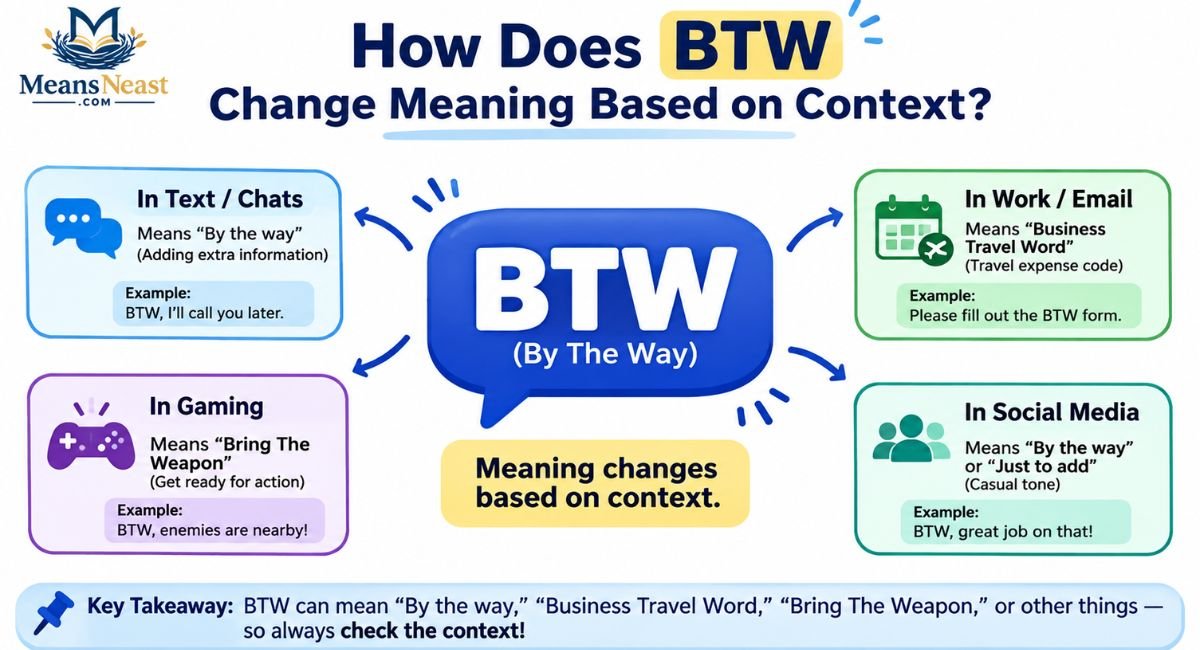 How Does BTW Change Meaning Based on Context?